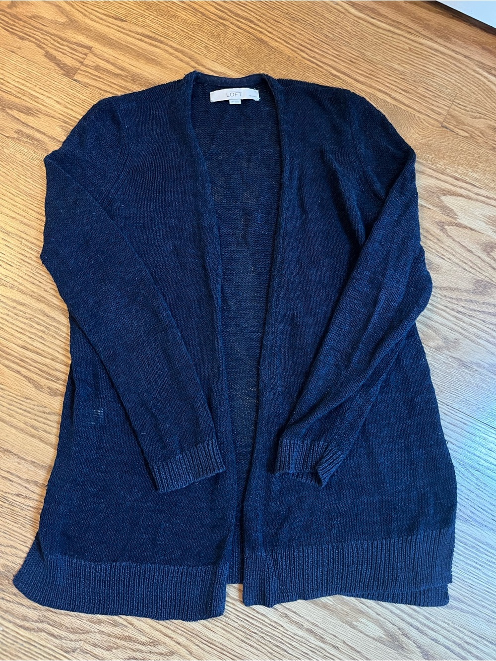 LOFT Navy Open Front Lightweight Cardigan